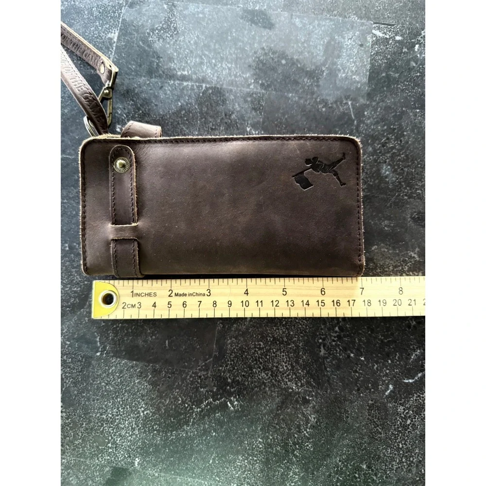 Glove Leather Baseball Wristlet‎ Wallet Brown 